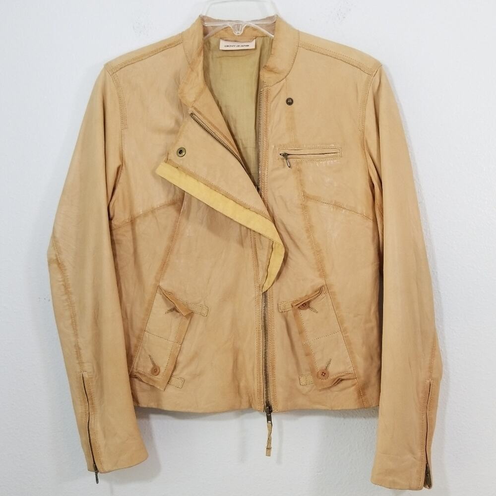 DKNY Sample desert Paper Poplin Leather jacket S